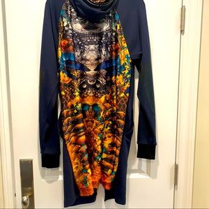 Long coat hoodie mixed fabric by Angleró New York